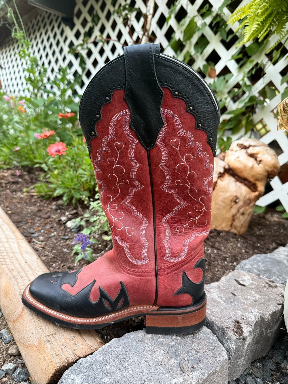 Genuine leather red Cowboy boots